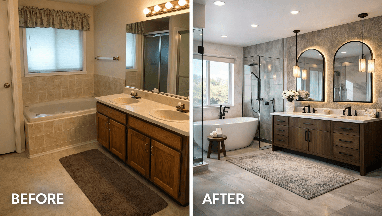 Bathroom remodel before and after